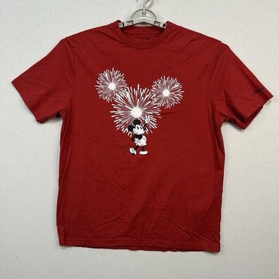 Disney X AE Men's Large Red Mickey Mouse Firework Graphic Short Sleeve T-Shirt
