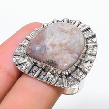 Crazy Lace Agate Gemstone Handmade 925 Sterling Silver Jewelry Ring Size 10 S581