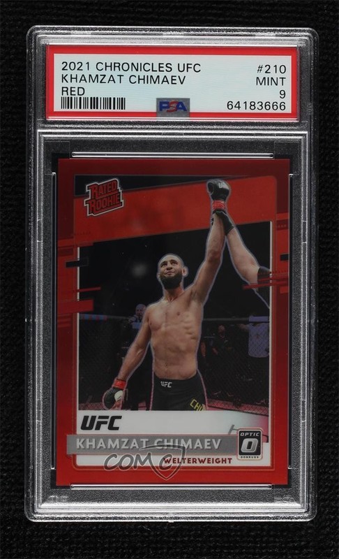 2021 Chronicles UFC Optic Rated Rookies Red /149 Khamzat Chimaev PSA 9 RC