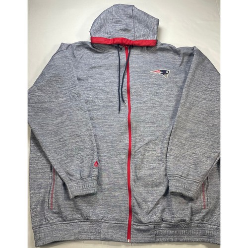 Majestic Mens New England Patriots Full Zip Hooded Sweater Jacket Size 4XLT - Picture 2 of 11