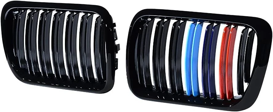 Front Bumper Dual Slot Grill Gloss Black Grille Fit 97-99 BMW 3-Series E36 2/4D Foto 2 de 4