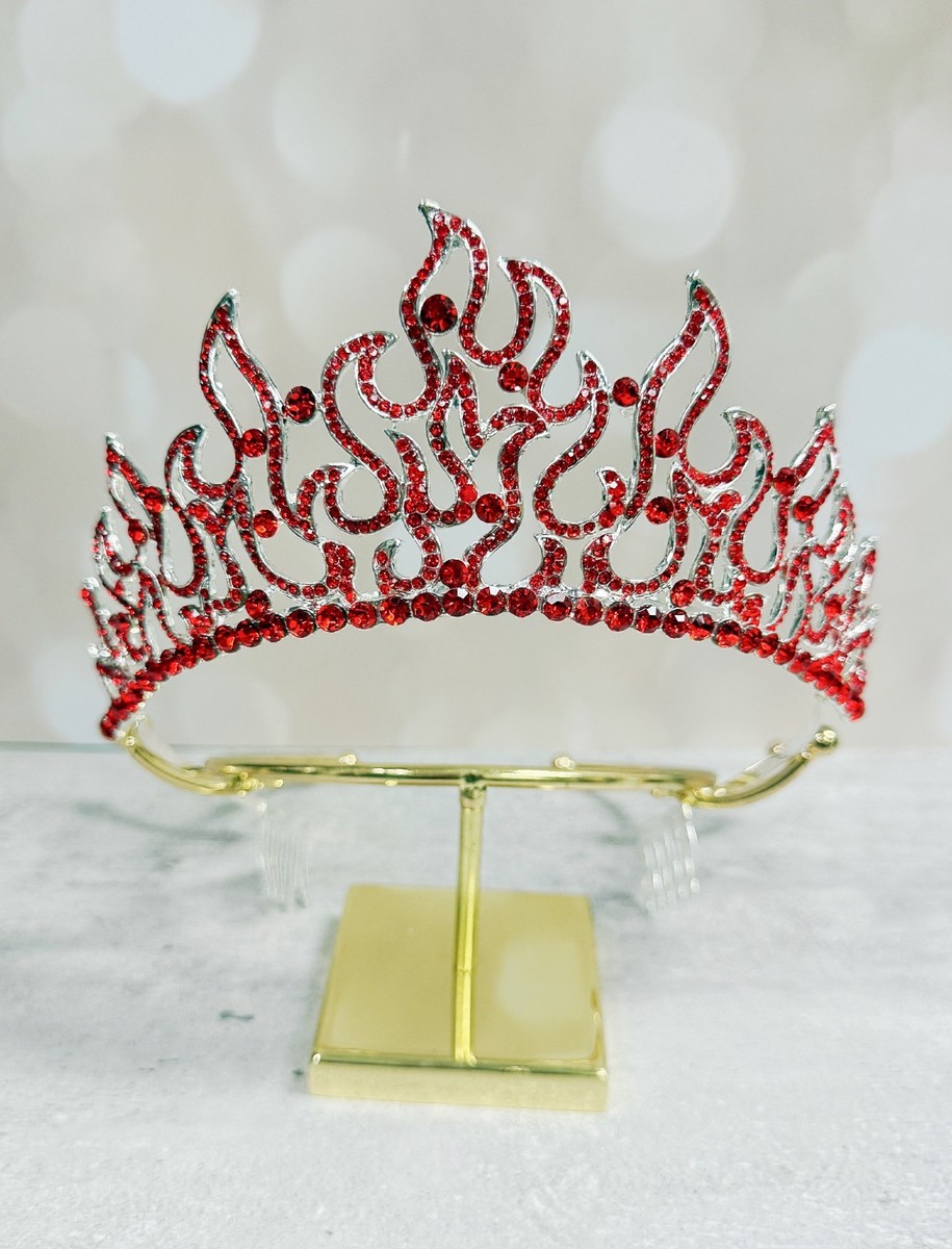 Flame of Fire Crown, Holy Fire Tiara, Red Crystal Crown  display picture 2