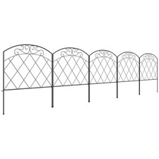 3m Decorative Outdoor Picket Fence Panels Metal Garden Border Swirl Black