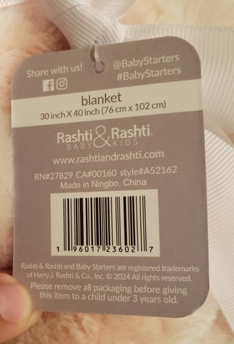 Baby Starters Infant Blanket Pink Hearts Security Lovey Soft Plush 30x40 NEW - Picture 8 of 8