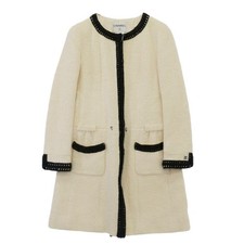 CHANEL P16295V08789 Coco Marked Collarless Mohair Blend Tweed Dress Used LIFE-0