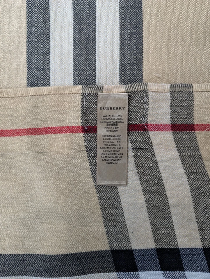 BURBERRY Cashmere Nova Check Shawl Wrap - Beige – SOFT WARM LUXURY – FAST SHIP - Image 3 of 4