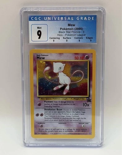 2000 Pokemon Black Star Promos Mew Holo Pokemon League #9 CGC 9 Mint