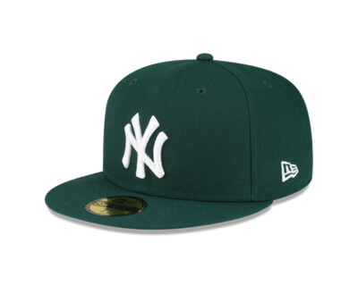 New Era New York Yankees 59FIFTY Green White Logo Fitted Hat 5950 Cap 
