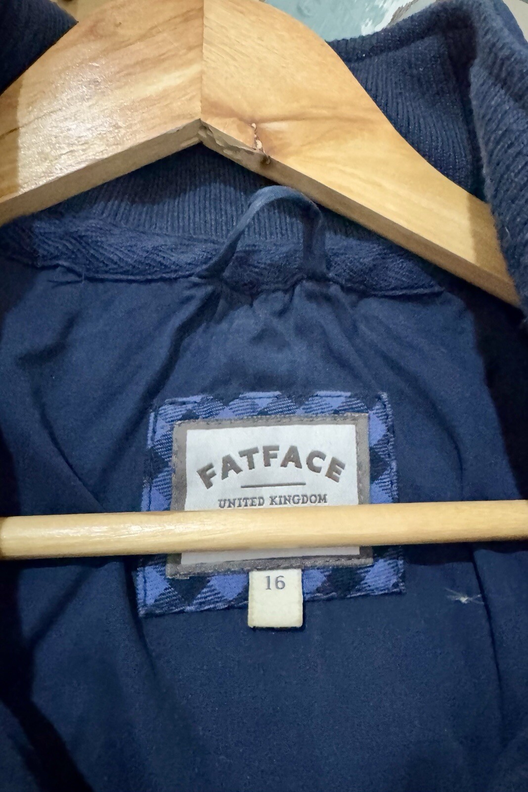 Fat Face Women's Navy Blue Down Feather Filled Hooded Short Puffer Coat Size 16 image 3