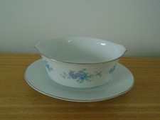 Vintage RC Noritake Maxine Porcelain Gravy Boat with Attached Saucer