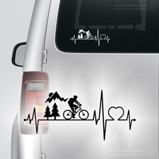 Herzschlag Mountainbike 18cm Autoaufkleber Heckaufkleber B11 Fahrrad Urlaub MTB