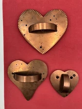 Vintage MICHAEL BONNE 3 Copper Heart Cookie Cutters 2 Signed 1 Unsigned MARTHA