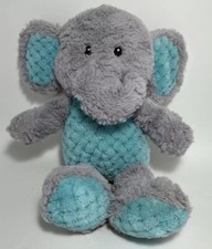 Spark Create Imagine Gray Aqua Elephant Plush Stuffed Animal Rattle Crinkle Toy