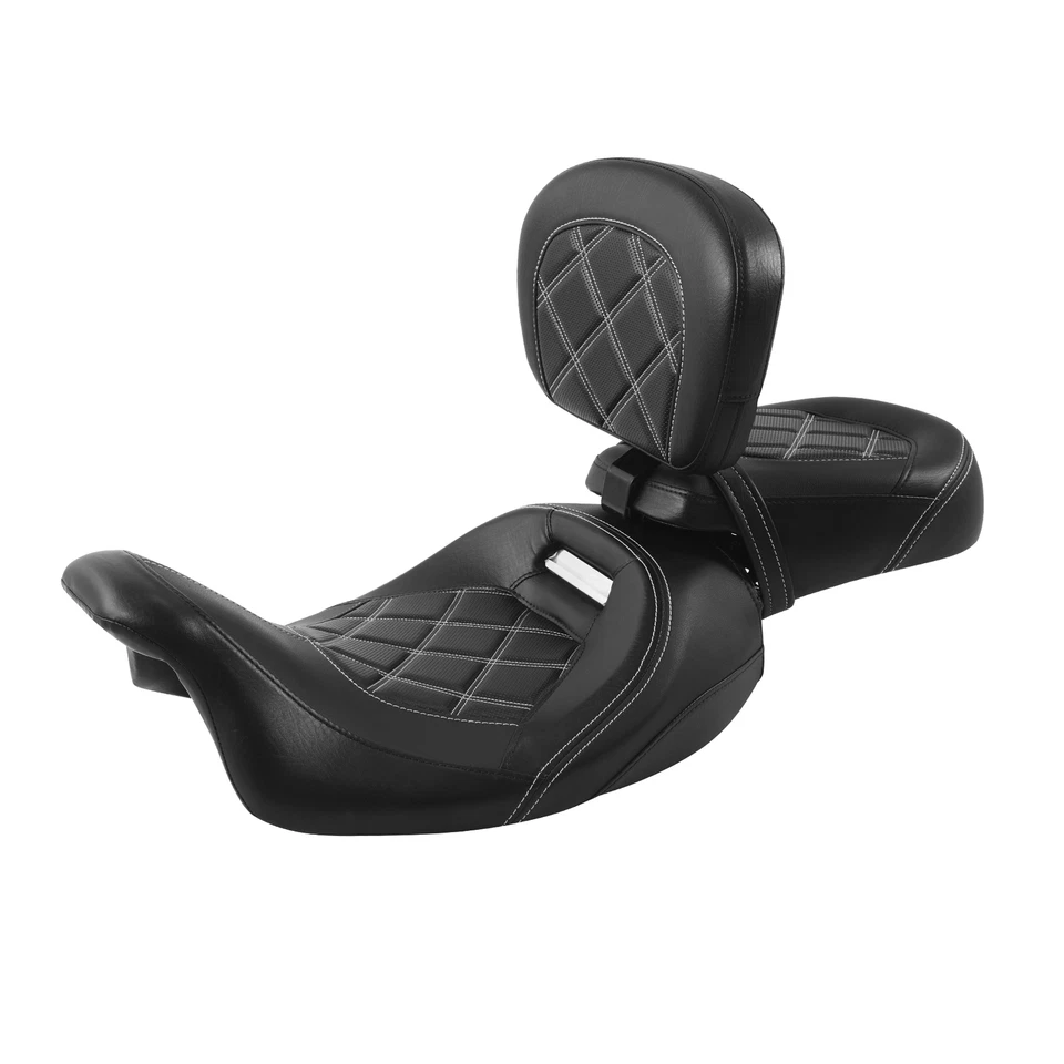 Asiento de bajo perfil con respaldo de piloto apto para Harley Street Road Glide 2009-2023 Foto 4 de 4