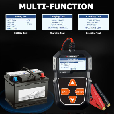 Car Battery Tester SMF AGM EFB GEL VRLA MF Analyzer Large Display Voltage/Crank