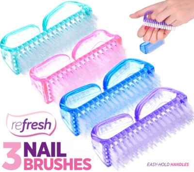 REFRESH 6 NAIL BRUSH FOR MANICURE PEDICURE SCRUBBING CLEANING BRISTLES EASY HOLD HANDLE