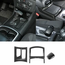 Carbon Fiber Gear Shift Box Cup Holder Gear Knob Trim For Dodge Charger 2015+ABS