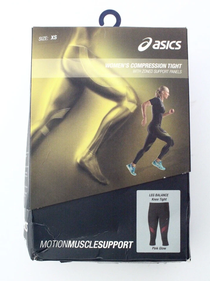 NIB - ASICS Women's Leg Balance Compression Knee Tights - Black/Deep Ruby - XS - Image 2 of 4