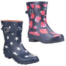 Womens Cotswold Short Rubber Adjustable Buckle Rain Festival Wellies Boots UK3-8