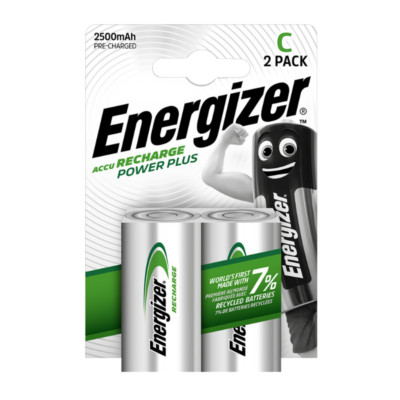 2x Energizer Wiederaufladbare C Batterien Akku Recharge Power Plus NiMH 2500mAh
