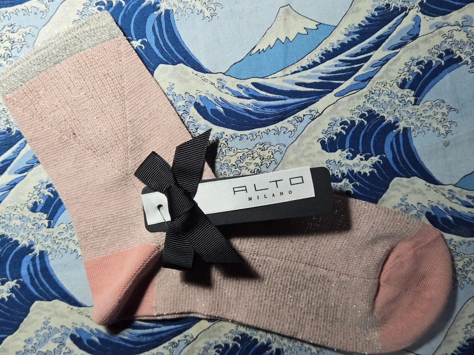 Alto Milano Womens Cotton Short Socks Triangle Cut Lurex Pink One Size 3-7 36-41