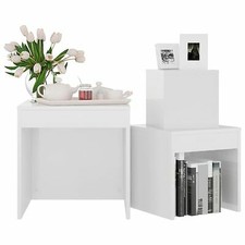 Nest of 3 Tables Coffee Table 3Set Unit White matte  Side End set