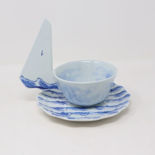 Royal Delft SAILBOAT Cup & Saucer De Koninklijke Porceleyne Fles RARE UNIQUE - Picture 3 of 15