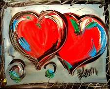 2 HEARTS  ABSTRACT ARTWORK DECO canvas painting  Original Oil Painting 5GG