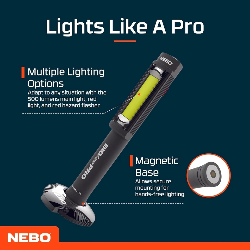 Nebo Torch Big Larry Pro Rechargeable Work Light water resistant 3 light modes - Image 4 of 4