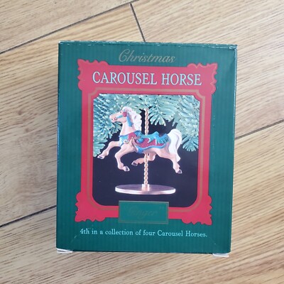 Vintage 1989 Hallmark Carousel Horse Ginger Christmas Ornament With Box XPR9721