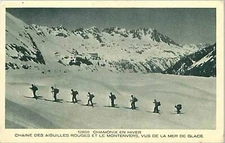 74.CHAMONIX.IN WINTER.CHAIN OF RED NEEDLES AND MONTENVERS, SEEN FROM THE M
