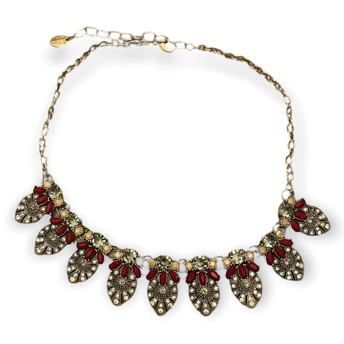 Stella Ruby Jewelry Czech Statement Necklace in Yellow Gold