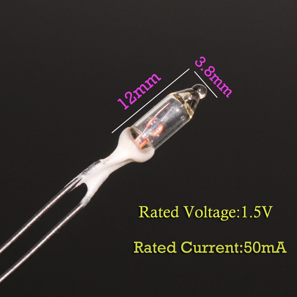 50pcs Clear 3.8mm Mini Bulbs 3V 50mA Pre-Wired Grain Of Wheat Bulbs Warm White E - Foto 7