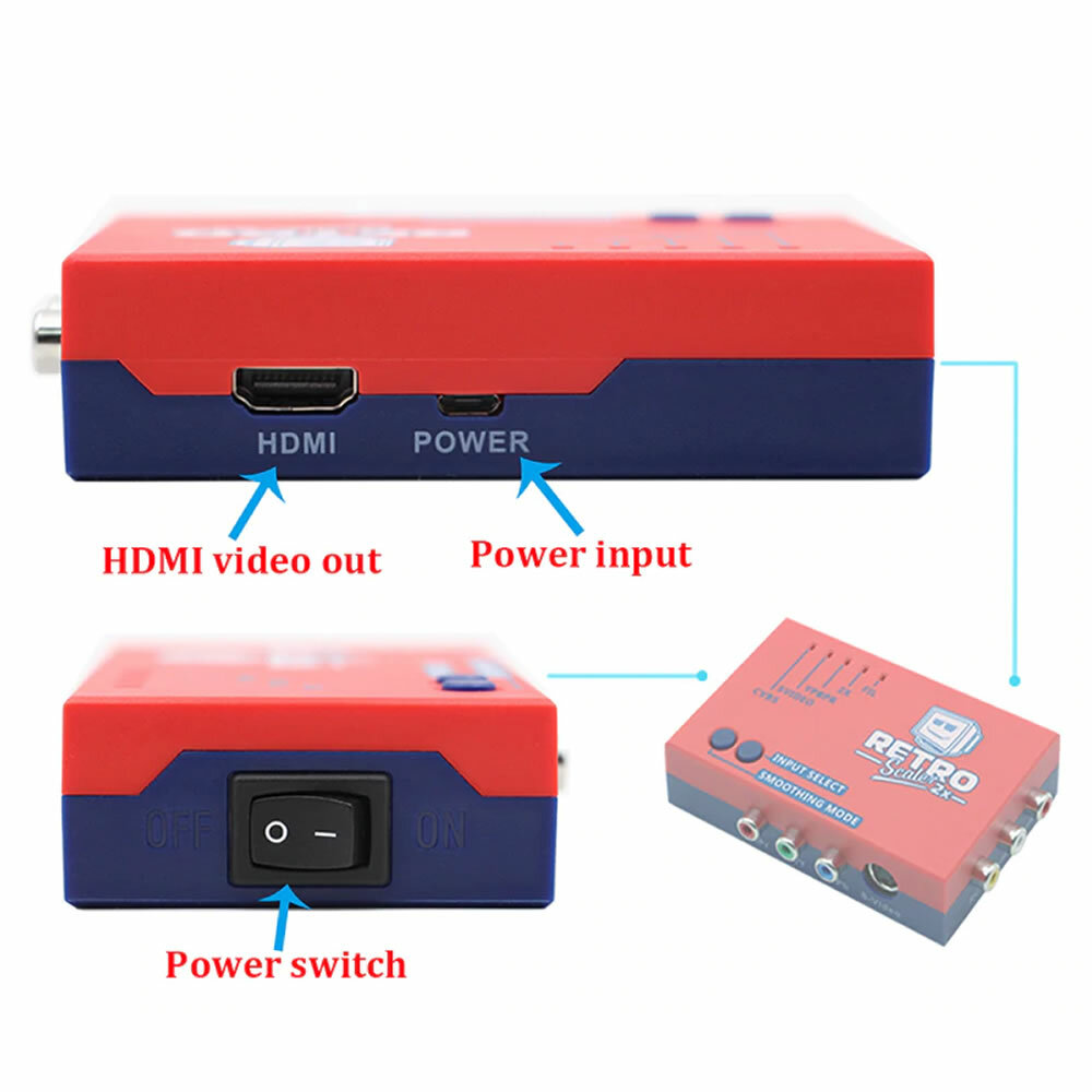 RetroScaler2x HDMIコンバーター RetroScaler2x AV to HDMI Up-Scaler Converter Line-Doubler
