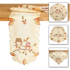 Owl Tablecloth Table runner Doily Cushion cover Linen-look Cream Autumn Fall NEW
