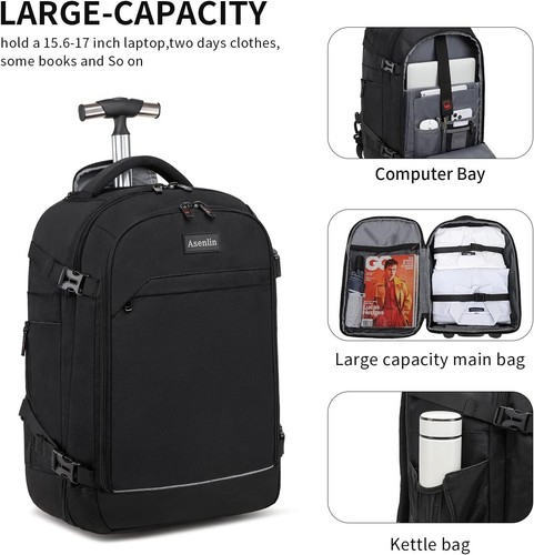 Asenlin 40L Rolling Backpack for Travel dark blue - Picture 5 of 5