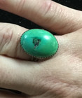 Native American Sterling Silver Turquoise Ring Size 8, 5.6 Grams. Signed JR — photo 8