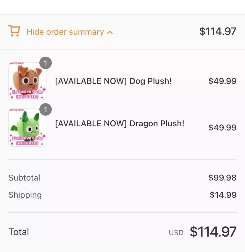 🔥 Roblox Big Games Pet Simulator X Dog & Dragon Plush SET CODES  INCLUDED!🔥