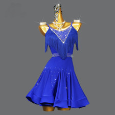 Latin Dance Fringe Dress Sexy Suspender Skirt Girls Wear Competition Clothes