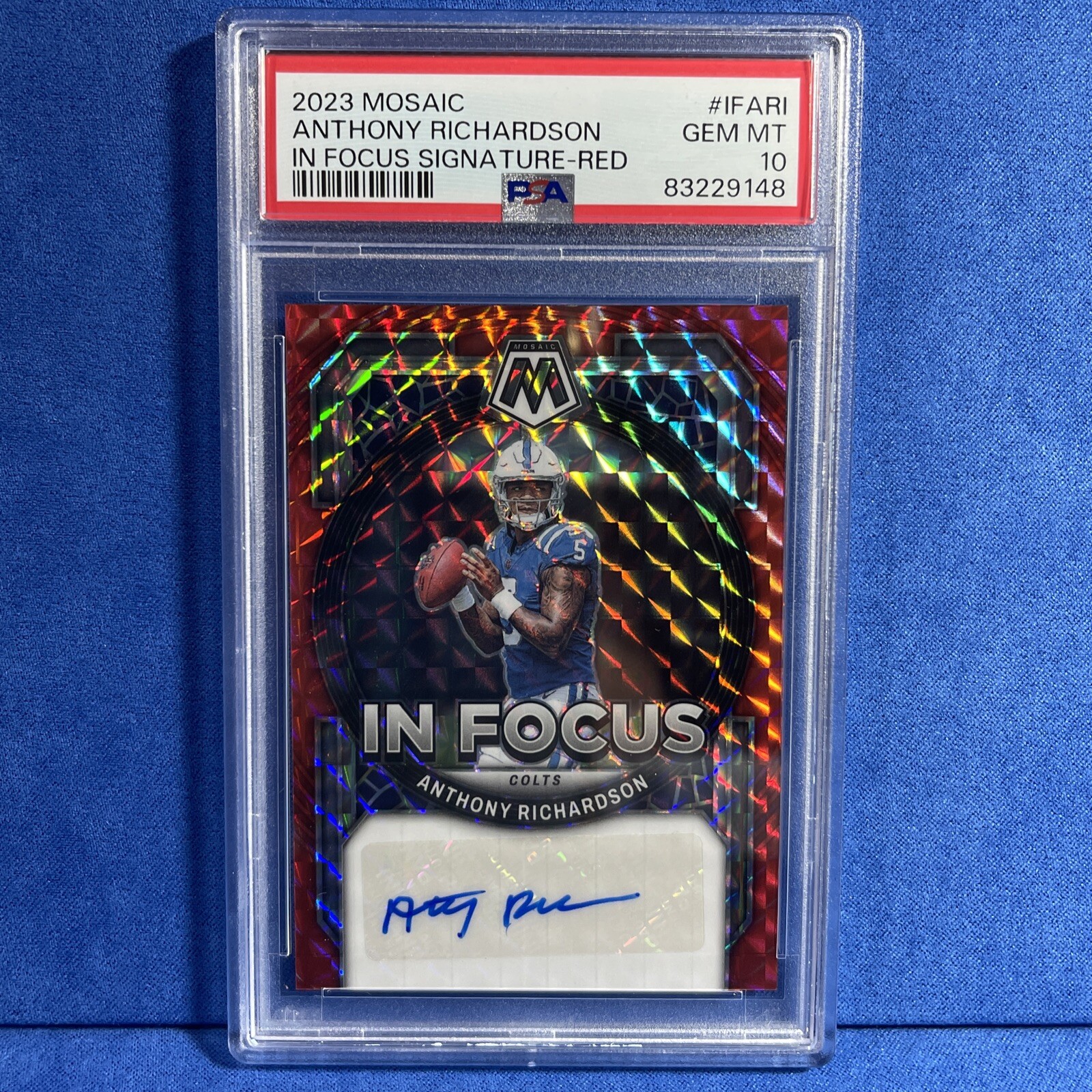 Anthony Richardson Panini Mosaic in Focus Signature #IFARI Red