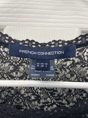 FRENCH CONNECTION Womens Navy Lace Jersey Sweetheart Bodycon Dress Size  UK12 EUC | eBay