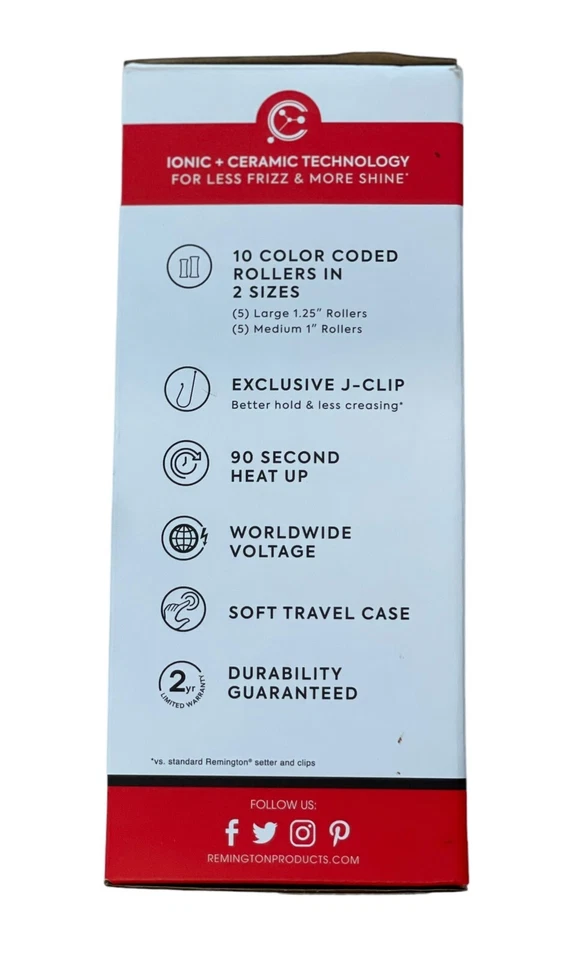 Rodillo caliente compacto de cerámica de doble voltaje Remington, setter de cabello y rizador (C4) Foto 2 de 4