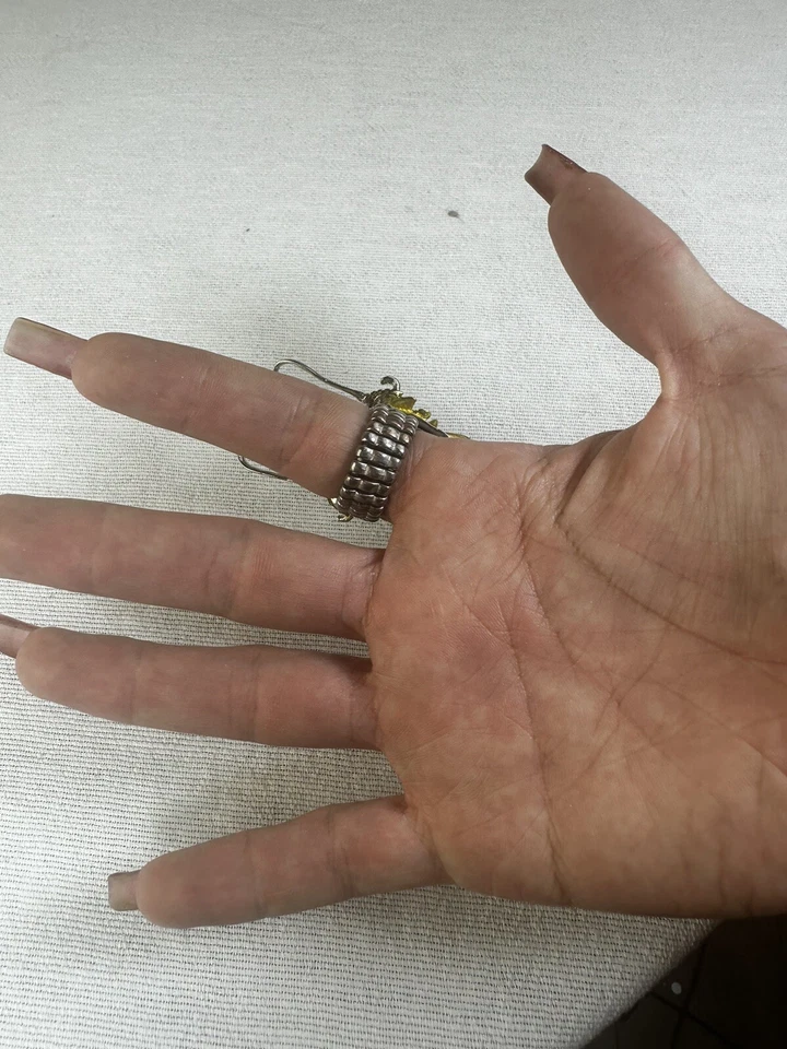 Huge womens Gothic Steel Blue Red Crystal Dragon Expanding Band Ring Retro - Image 4 of 4