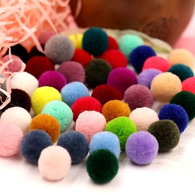 100 Mixed Color Pom Poms 0.6" Fuzzy Pompoms Balls High-Elastic Creative Craft - Image 1 of 4