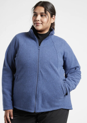 NWT ATHLETA STROLL FLEECE FULL ZIP JACKET Chrome Blue SIZE 1X #982824