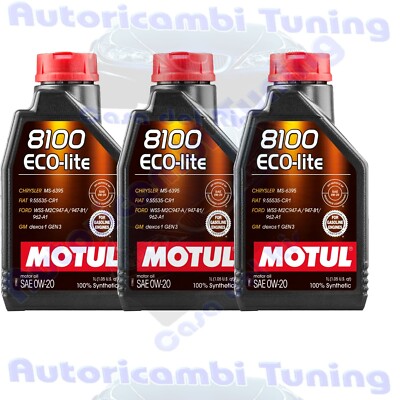 MOTUL 8100 Eco-Lite 0W20 Öl Schmierstoff Motor 100% Kunststoff - 3 Liter