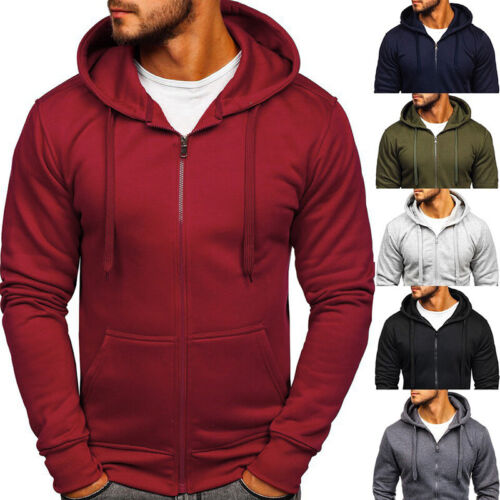 New Plain Mens Hoodie Fleece Pullover & Zip Jacket Sweatshirt Hooded Top M-3XL - Picture 1 of 18