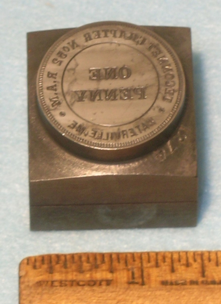 1907 WATERVILLE ME Teconnet Chapter 52 RAM MASONIC PENNY