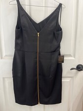 bebe Black Prada twill zipper back dress sz L