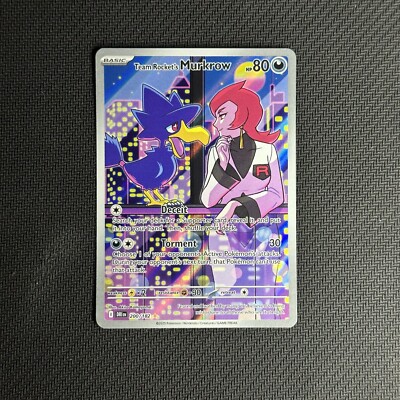 MINT   Team Rocket's Murkrow 200/182 Illustration Rare Pokemon Destined Rivals